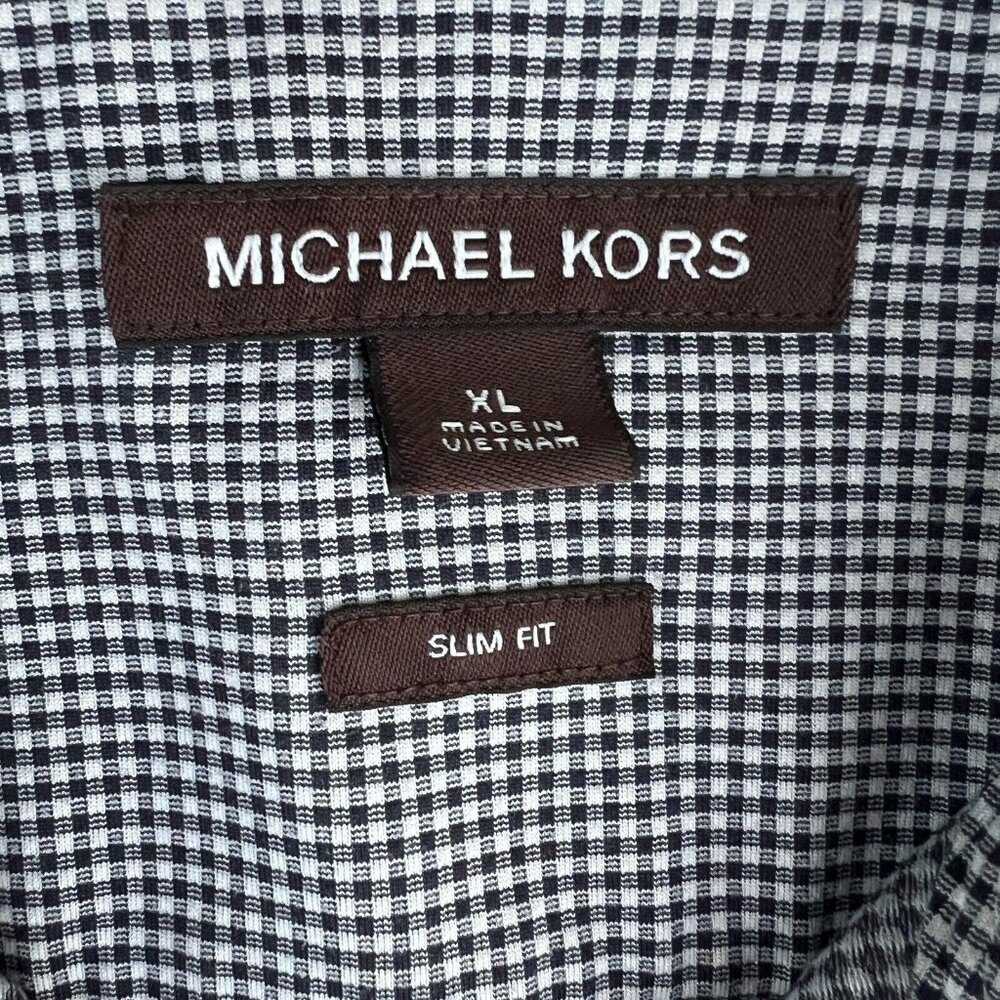Michael Kors Shirt Slim Fit XL Blue White Button Up‎ Long Sleeve Cotton - Picture 4 of 9